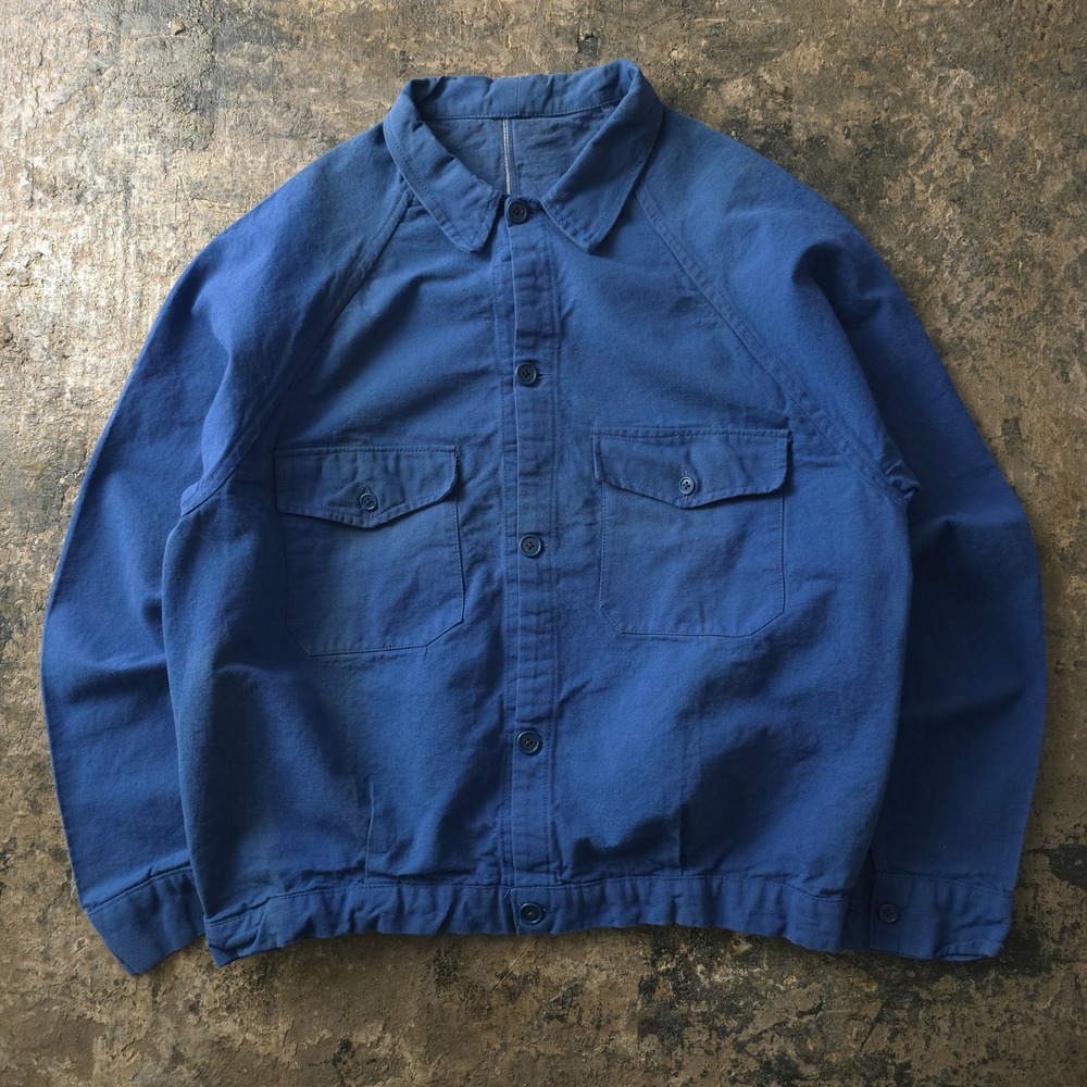 Vintage 1960s French Cyclist Blue Jacket Size L Workwear Chore